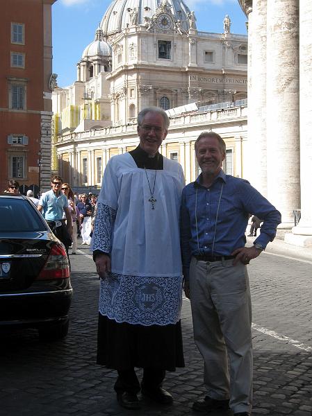 Damian and Giles Rome09.jpg - Fr Damian and Giles Wynn-Williams immediately afterwards just outside the colonnades of St Peter square, (pics on 11th October in Rome for the canonisation of Fr Damian (Der Verster) of Molokai)